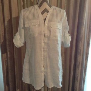 NWT Nicole Miller 100% Linen Button Down Shirt
